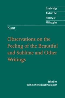 OBSERVATIONS ON THE FEELING OF THE BEAUTIFUL AND SUBLIME | 9780521711135 | IMMANUEL KANT