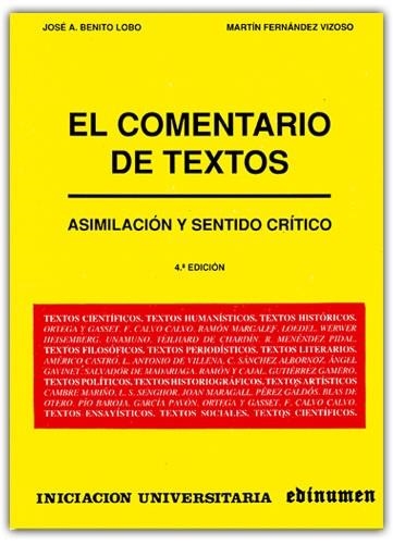 EL COMENTARIO DE TEXTOS | 9788485789719 | FERNÁNDEZ VIZOSO, MARTÍN/BENITO LOBO, JOSÉ ANTONIO