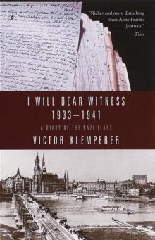 I WILL BEAR WITNESS | 9780375753787 | VICTOR KEMPLERER