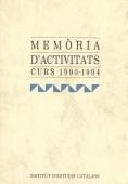 Memòria d'activitats: curs 1993-1994 | 9788472832916 | Institut d'Estudis Catalans (Barcelona)
