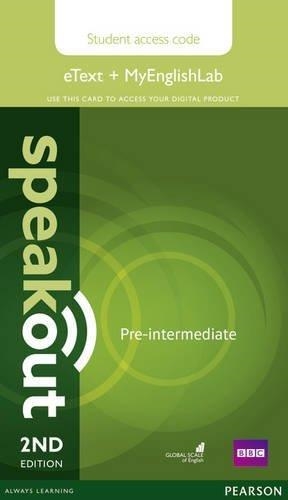 SPEAKOUT PRE-INTERMEDIATE 2ND EDITION ETEXT AND MYENGLISHLAB ACCESS CARD | 9781292172781