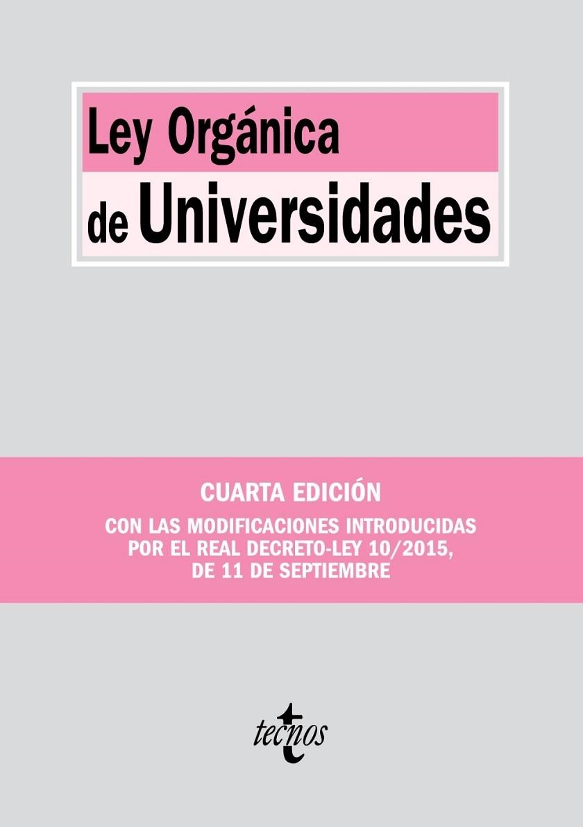 LEY ORGÁNICA DE UNIVERSIDADES | 9788430968220 | EDITORIAL TECNOS