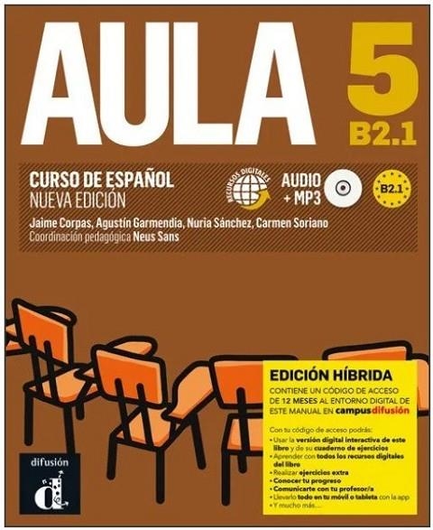 AULA NUEVA EDICION 5 ED HIBRIDA LIBRO DEL ALUMNO+CD | 9788419236241