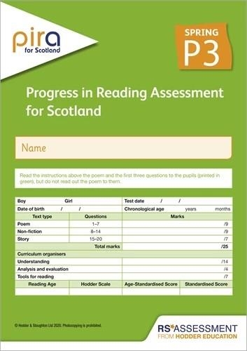 PIRA FOR SCOTLAND P3, SPRING PK10 (PROGRESS IN READING ASSESSMENT) | 9781398306592