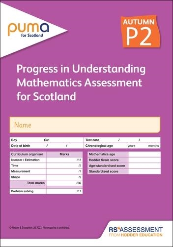 PUMA FOR SCOTLAND P2, AUTUMN PK10 (PROGRESS IN UNDERSTANDING MATHEMATICS ASSESSMENT) | 9781398379541