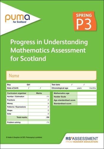 PUMA FOR SCOTLAND P3, SPRING PK10 (PROGRESS IN UNDERSTANDING MATHEMATICS ASSESSMENT) | 9781398379619