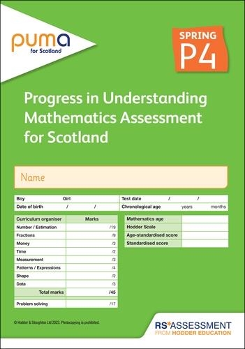 PUMA FOR SCOTLAND P4, SPRING PK10 (PROGRESS IN UNDERSTANDING MATHEMATICS ASSESSMENT) | 9781398379626