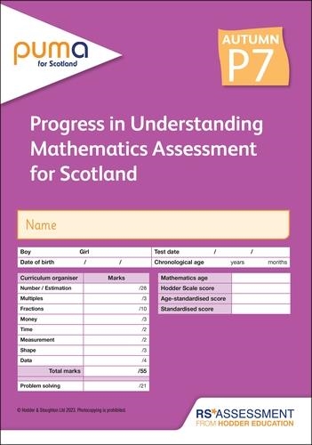 PUMA FOR SCOTLAND P7, AUTUMN PK10 (PROGRESS IN UNDERSTANDING MATHEMATICS ASSESSMENT) | 9781398379596