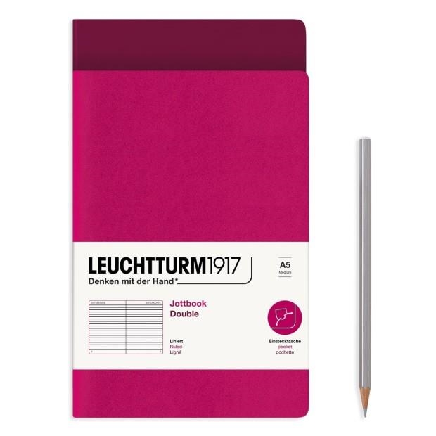 NOTEBOOK PAPERBACK DOUBLE A5 MED RULED BERRY& PORT RED T/B, A5, LINEAS | 4004117581526